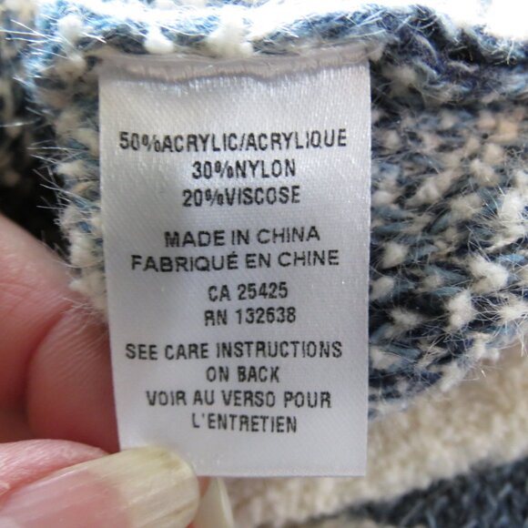 Clotheshead Women's V-Neck Sweater Blue/Creme Ombre Herringbone Size S/M - Picture 12 of 12